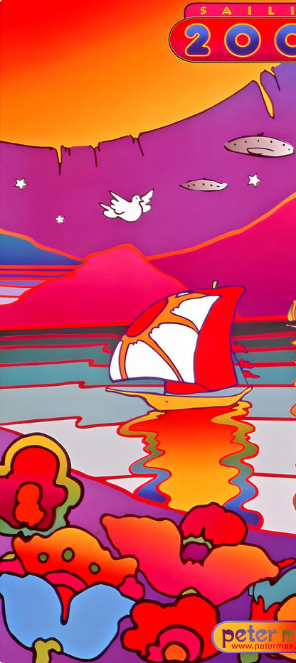 Peter Max, Sailing, 2000, 1999, Hand Signed, Official Edition Offset Lithograph