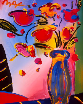 Peter Max, Faciliti-Link Flowers, 1997, Hand Signed, Official Edition Offset Lithograph