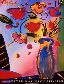 Peter Max, Faciliti-Link Flowers, 1997, Hand Signed, Official Edition Offset Lithograph