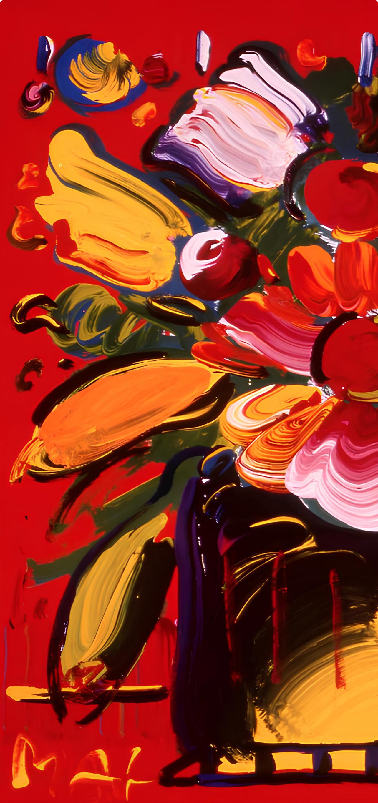 Peter Max, Abstract Flowers, 1999, Hand Signed, Official Edition Offset Lithograph