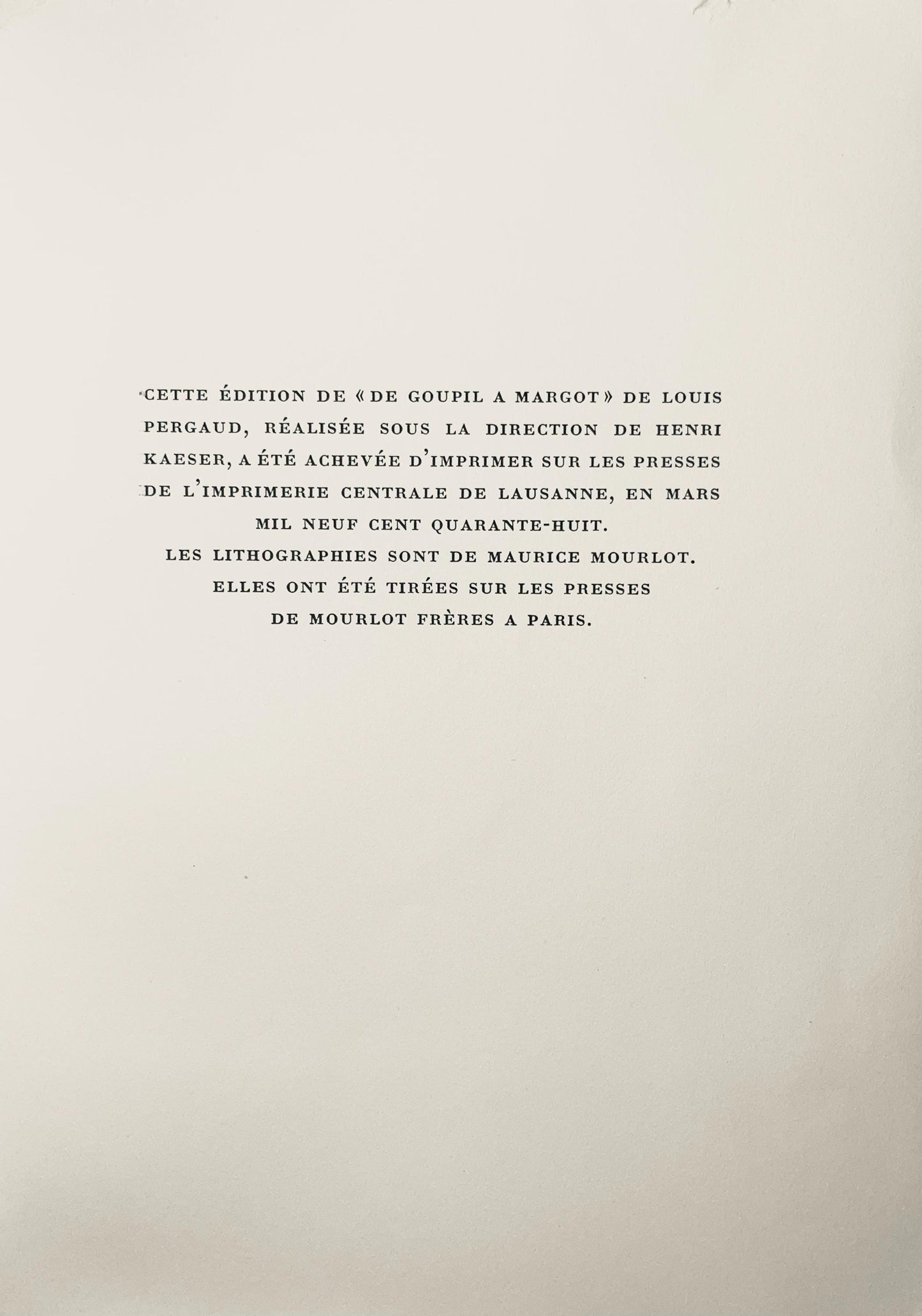 Maurice Mourlot, Composition, De Goupil A Margot, Histoires De Btes, Lithograph