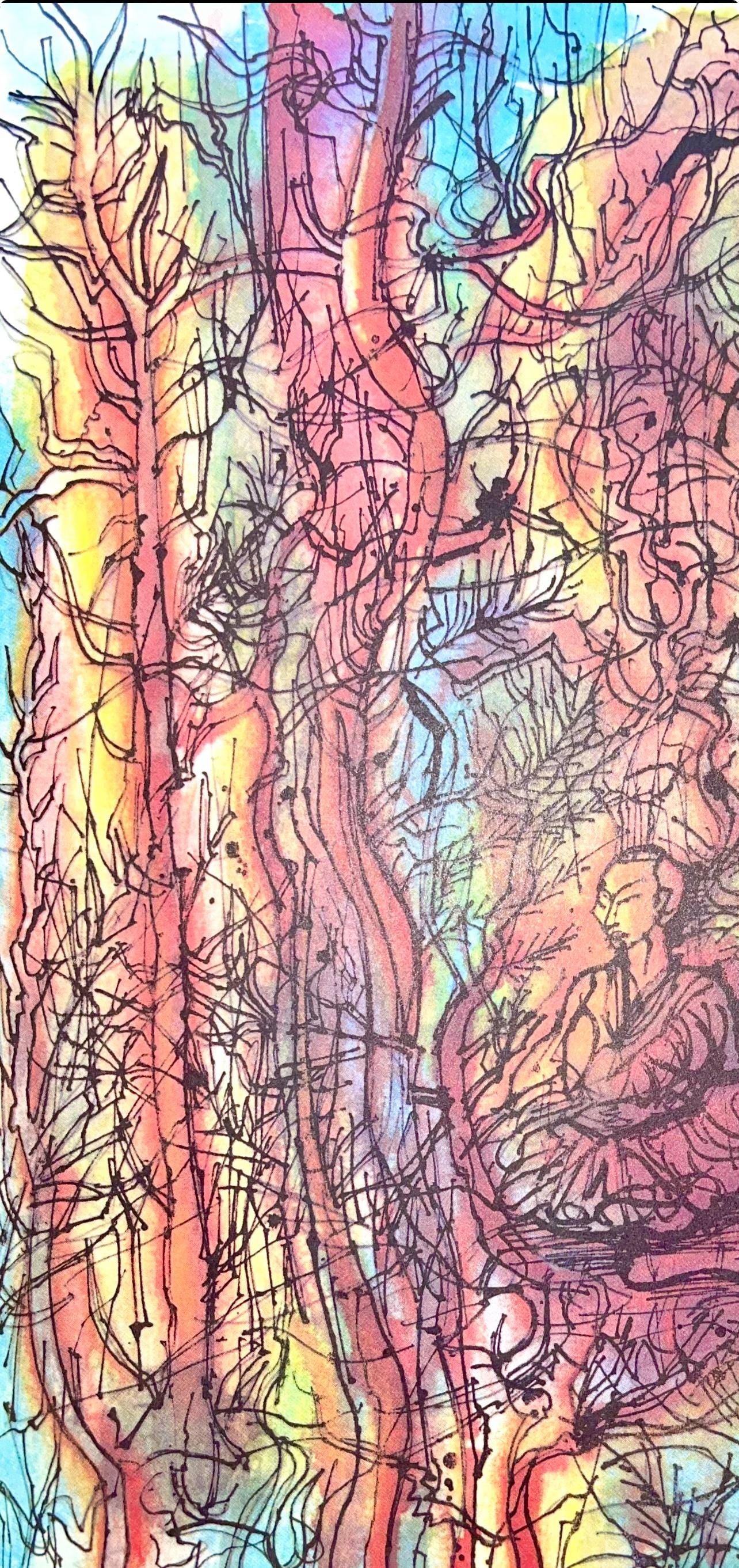Jean Carzou, Composition, Ce Panorama Du Bouddhisme, Lithograph