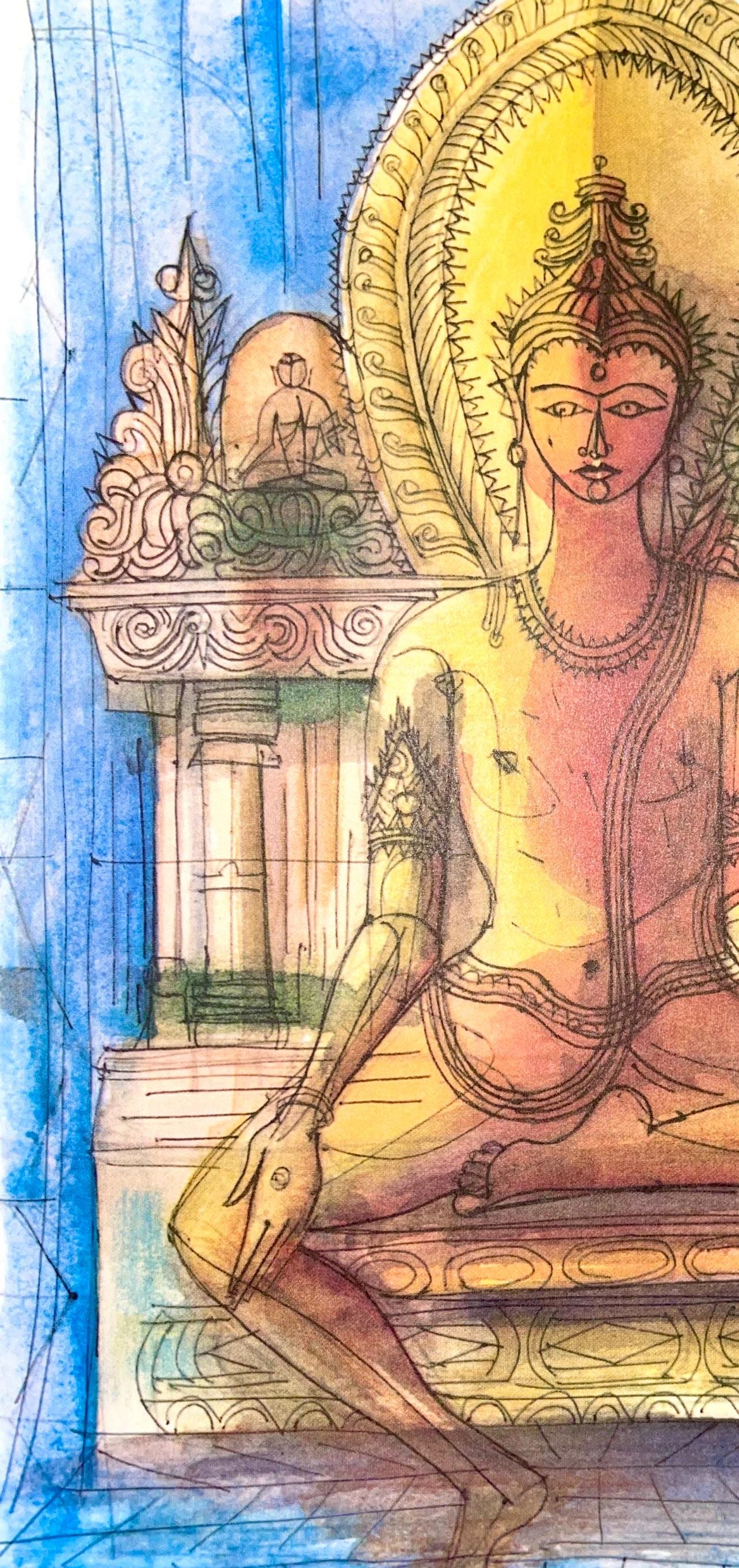 Jean Carzou, Composition, Ce Panorama Du Bouddhisme, Lithograph