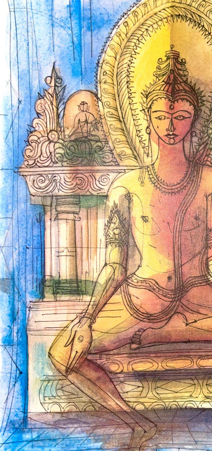 Jean Carzou, Composition, Ce Panorama Du Bouddhisme, Lithograph