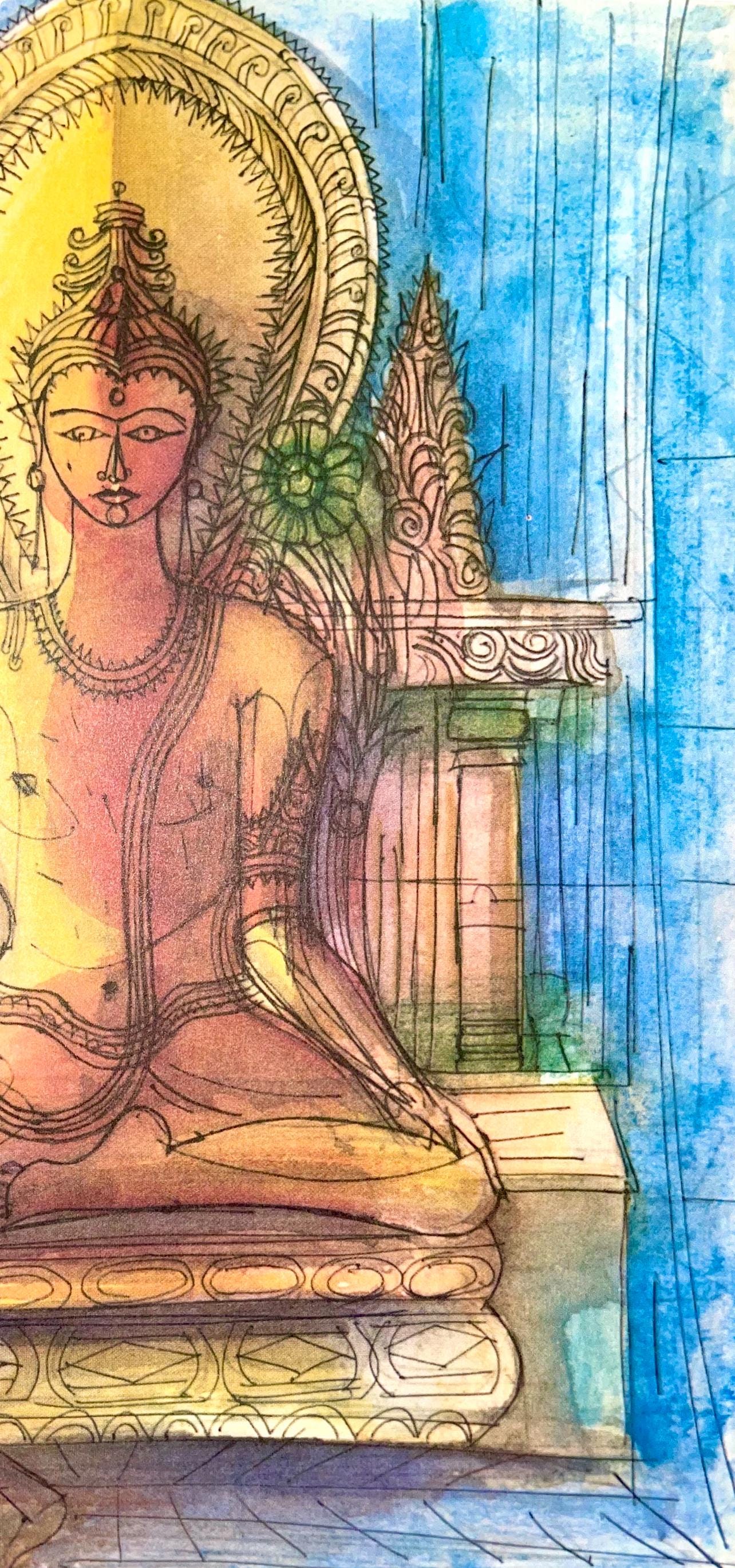 Jean Carzou, Composition, Ce Panorama Du Bouddhisme, Lithograph