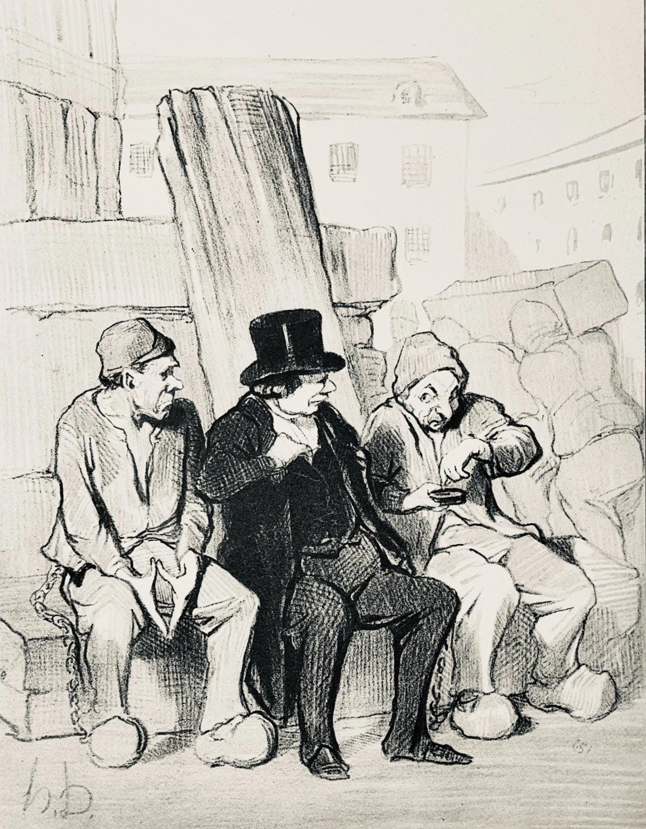 Honor Daumier, Composition, Honor Daumier, Law And Justice, Lithograph