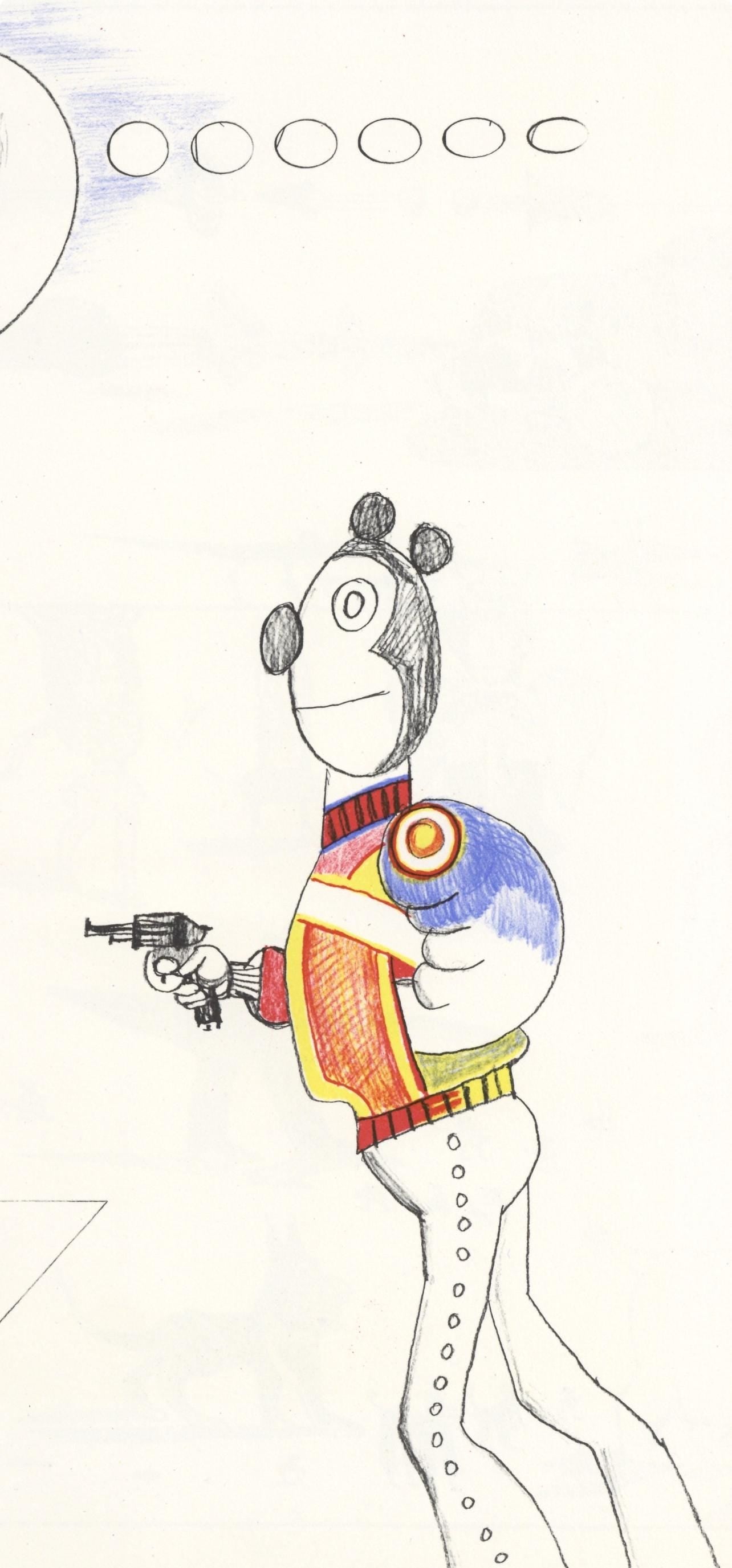 Saul Steinberg, Composition, Derrire Le Miroir, Lithograph