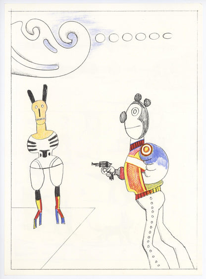 Saul Steinberg, Composition, Derrire Le Miroir, Lithograph