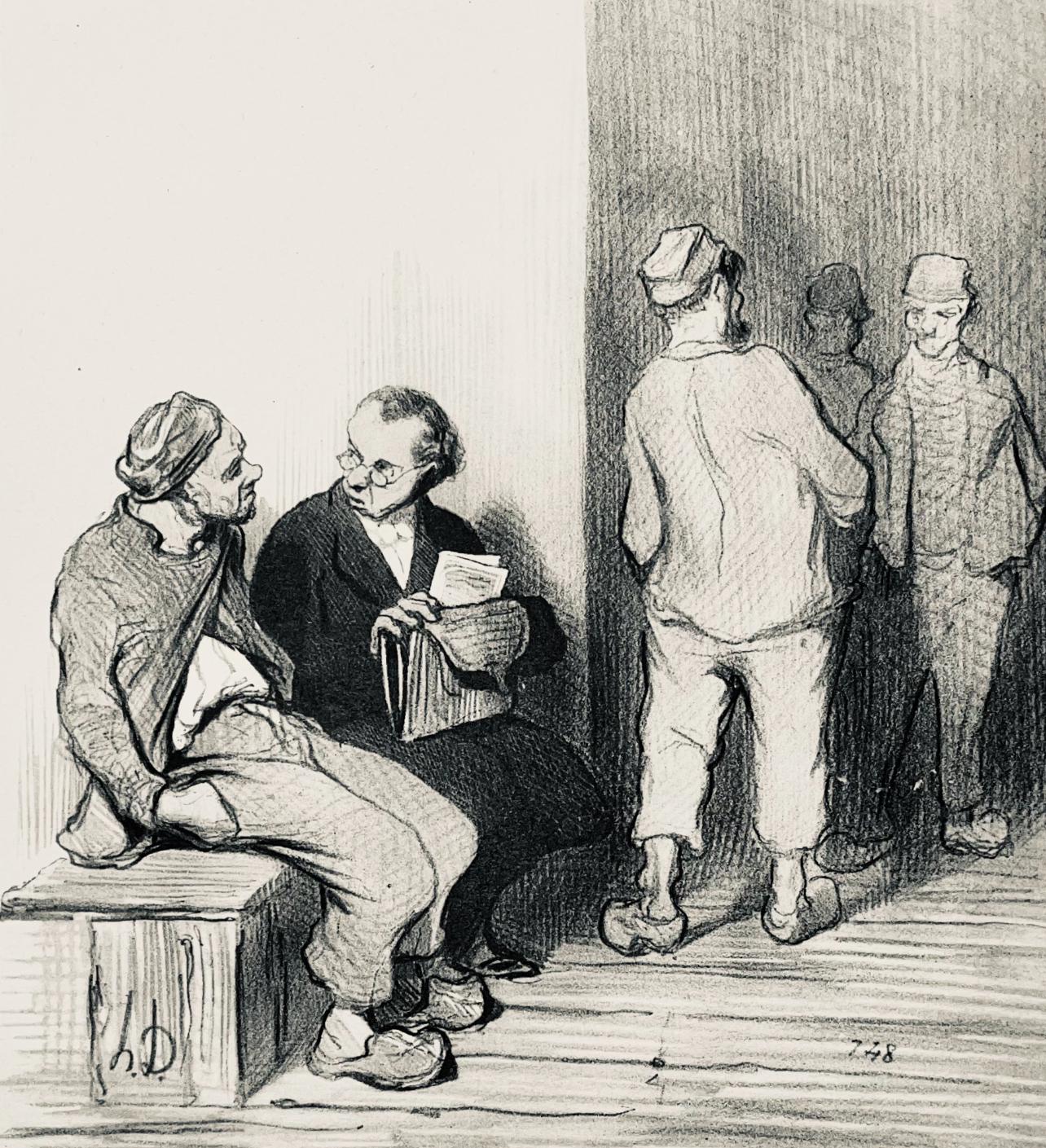 Honor Daumier, Composition, Honor Daumier, Law And Justice, Lithograph