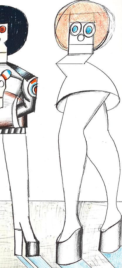 Saul Steinberg, Composition, Derrire Le Miroir, Lithograph