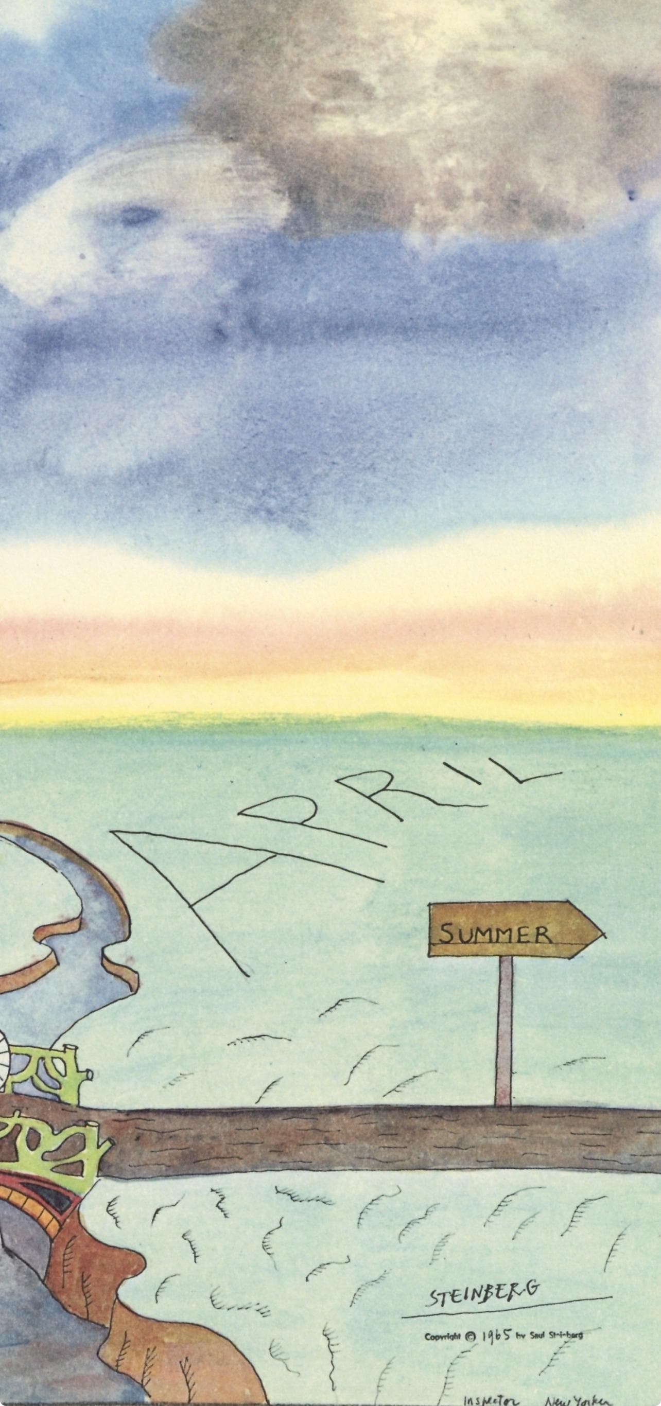 Saul Steinberg, Composition, Derrire Le Miroir, Lithograph