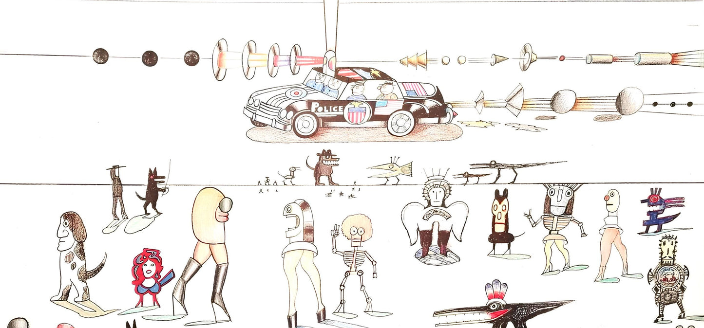 Saul Steinberg, Composition, Derrire Le Miroir, Lithograph