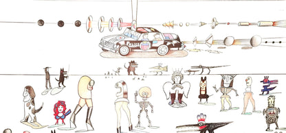 Saul Steinberg, Composition, Derrire Le Miroir, Lithograph