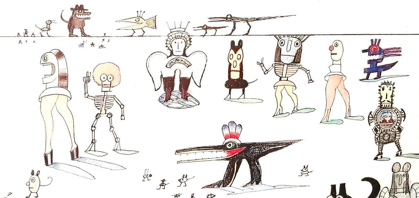 Saul Steinberg, Composition, Derrire Le Miroir, Lithograph