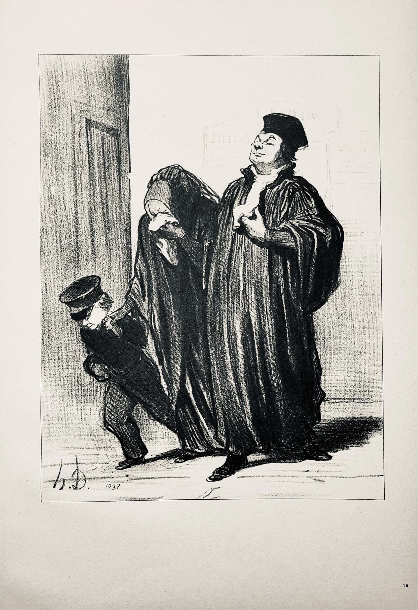 Honor Daumier, Composition, Honor Daumier, Law And Justice, Lithograph