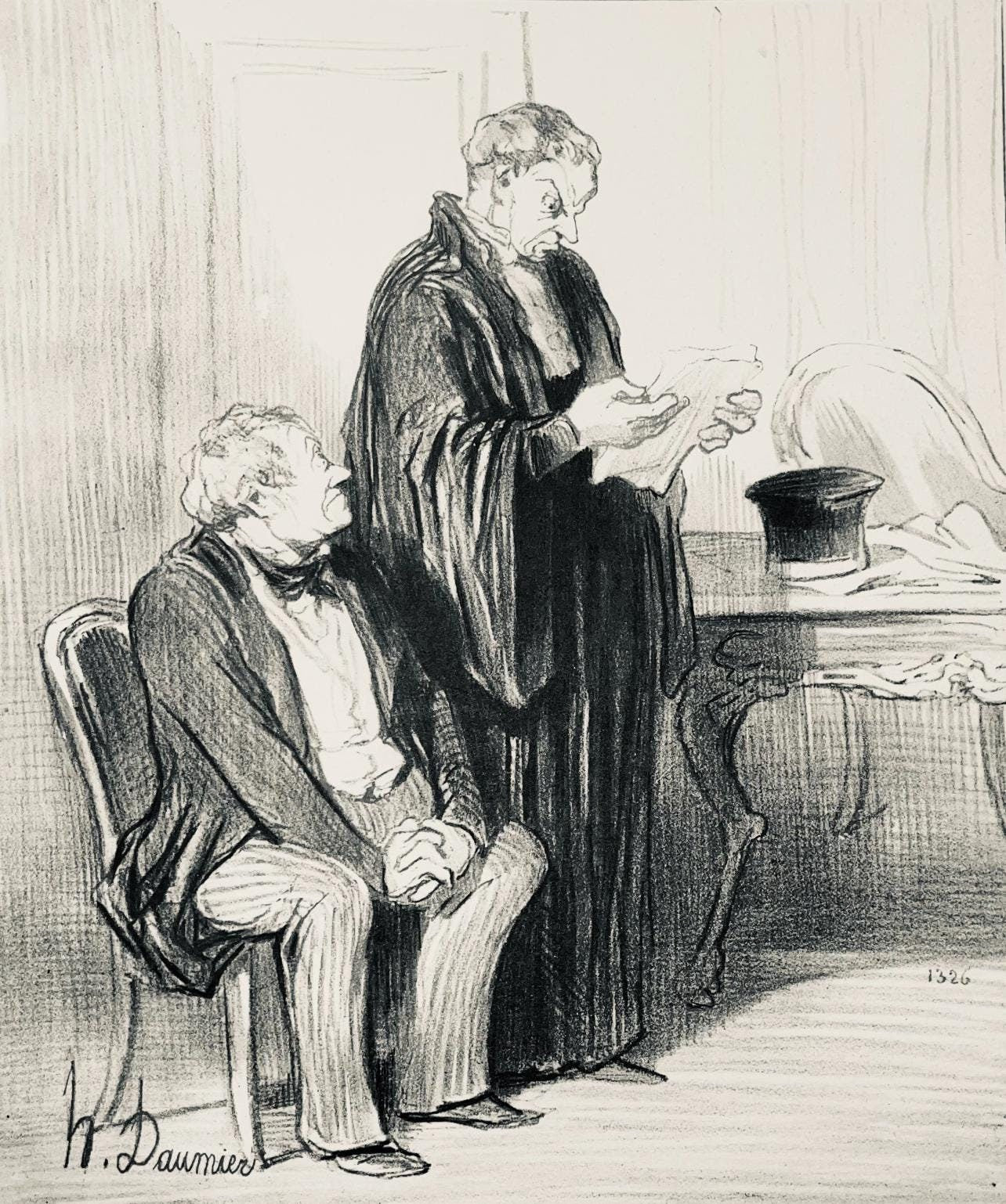 Honor Daumier, Composition, Honor Daumier, Law And Justice, Lithograph