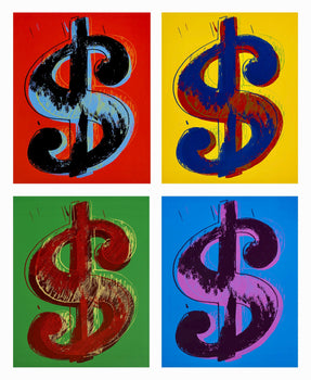 Andy Warhol, Dollar Sign, Red, Yellow, Green, Blue, Suite Of Four, Official, Sunday B. Morning,
