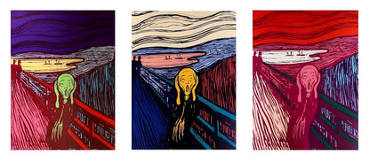 Andy Warhol, The Scream (After Edvard Munch), Green, Orange Pink, Suite Of Three, Official, Sunday