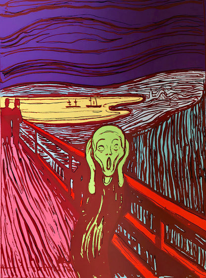 Andy Warhol, The Scream (After Edvard Munch), Green, Orange Pink, Suite Of Three, Official, Sunday