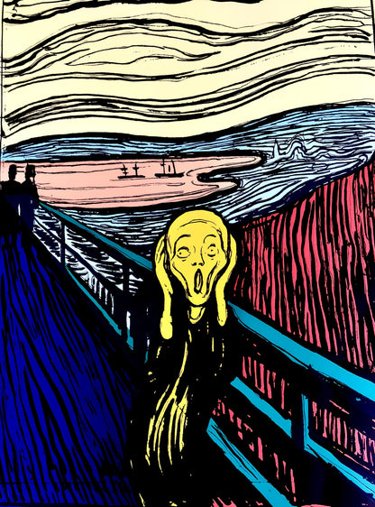 Andy Warhol, The Scream (After Edvard Munch), Green, Orange Pink, Suite Of Three, Official, Sunday
