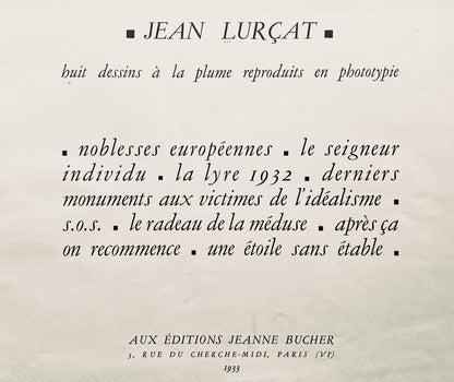 Jean Lurat, La Lyre 1932, Huit Dessins La Plume, Lithograph