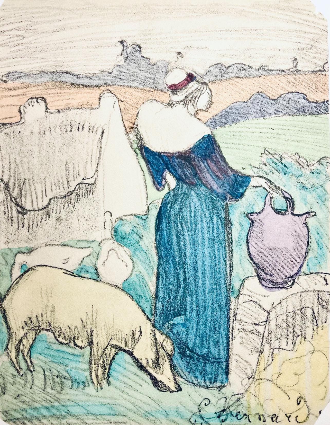 Mile Bernard, Composition, Loge De Mile Bernard, Woodcut