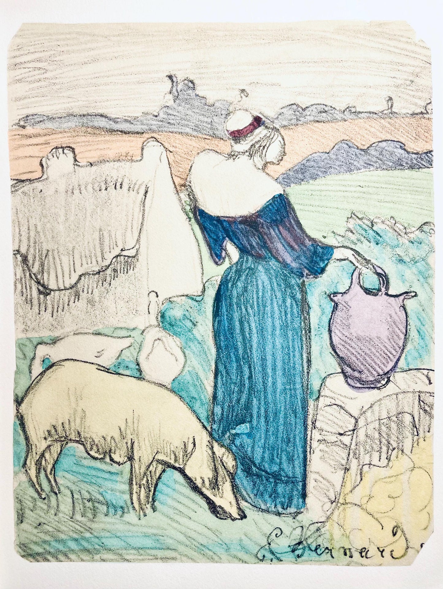 Mile Bernard, Composition, Loge De Mile Bernard, Woodcut