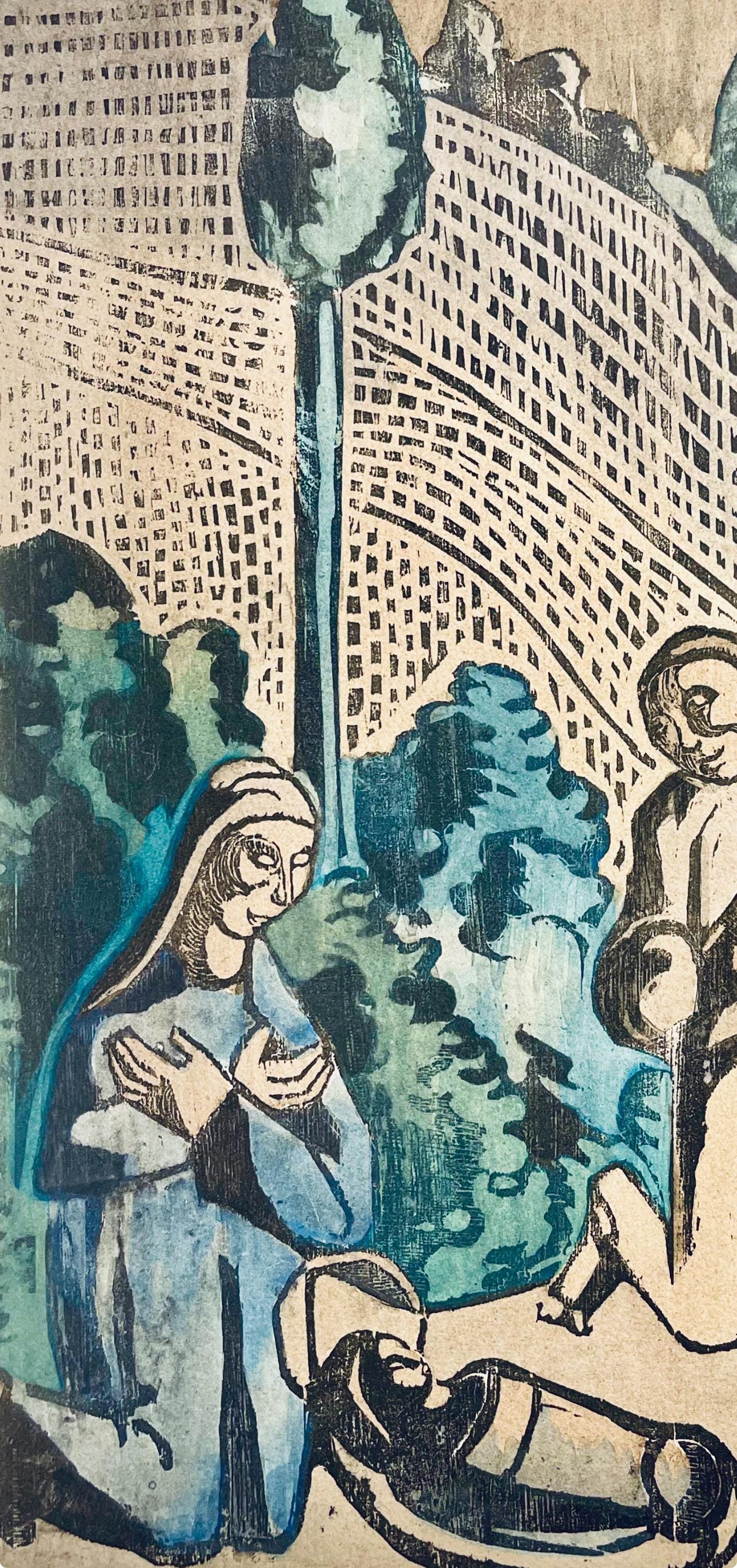 Mile Bernard, Composition, Loge De Mile Bernard, Woodcut