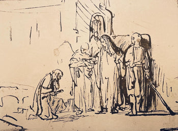 Rembrandt Van Rijn, Abraham And The Three Angels, Rembrandt, Drawings From The Bible, Collotype