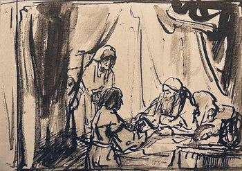 Rembrandt Van Rijn, Isaac Blessing Jacob, Rembrandt, Drawings From The Bible, Collotype