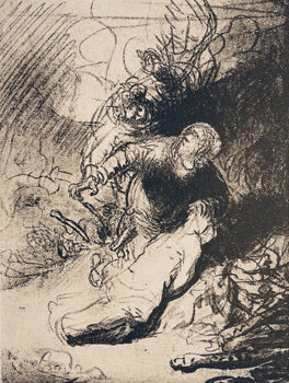 Rembrandt Van Rijn, Abraham About To Sacrifice Isaac, Drawings From The Bible, Collotype