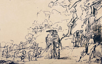Rembrandt Van Rijn, Jacob And Rachel, Drawings From The Bible, Collotype
