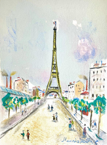 Maurice Utrillo, La Tour Eiffel, Paris Capitale, Lithograph