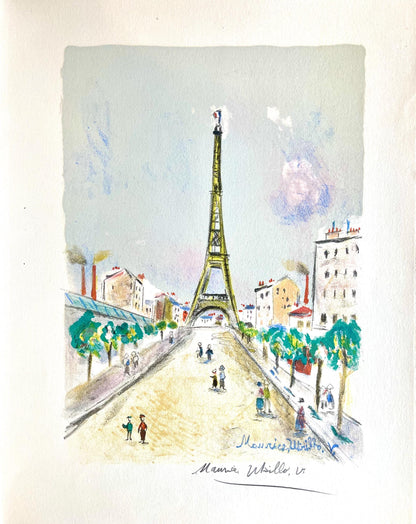 Maurice Utrillo, La Tour Eiffel, Paris Capitale, Lithograph