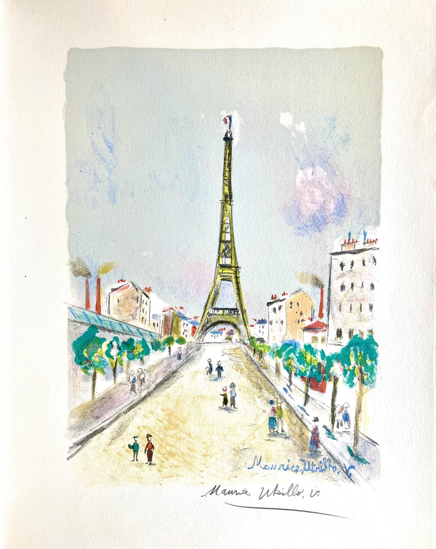 Maurice Utrillo, La Tour Eiffel, Paris Capitale, Lithograph