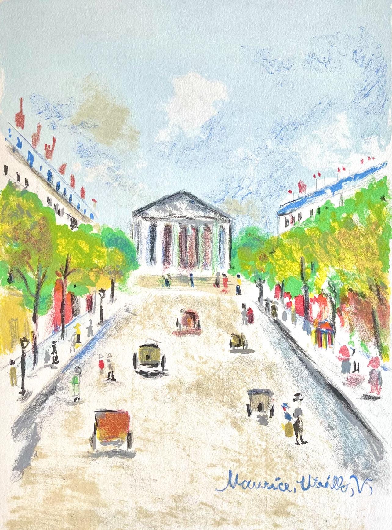 Maurice Utrillo, Rue Royale (La Madeleine), Paris Capitale, Lithograph