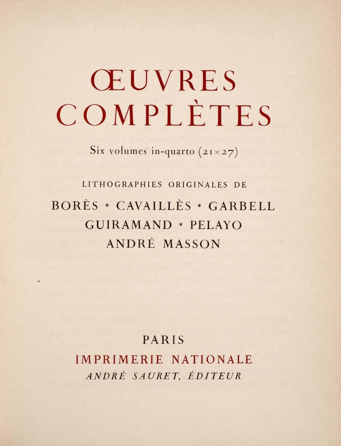 Andr Masson, Composition, Uvres Compltes D'Albert Camus, Lithograph