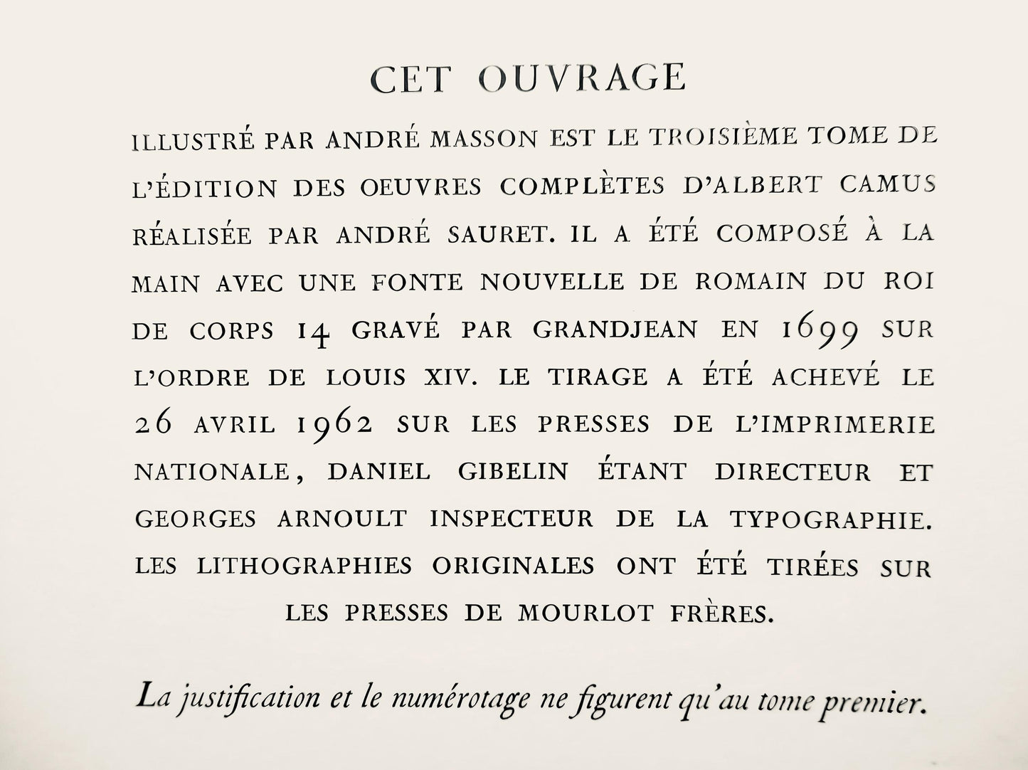 Andr Masson, Composition, Uvres Compltes D'Albert Camus, Lithograph