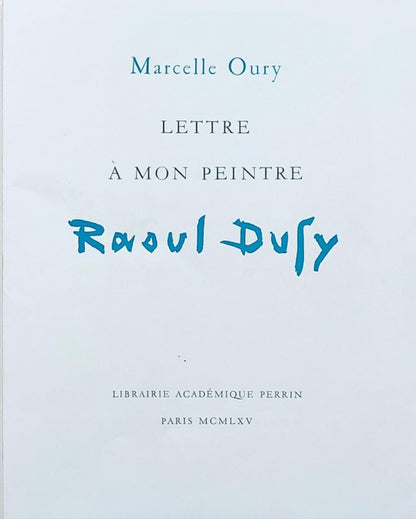 Raoul Dufy, Le Prince De Joinville, Lettre Mon Peintre Raoul Dufy, Lithograph
