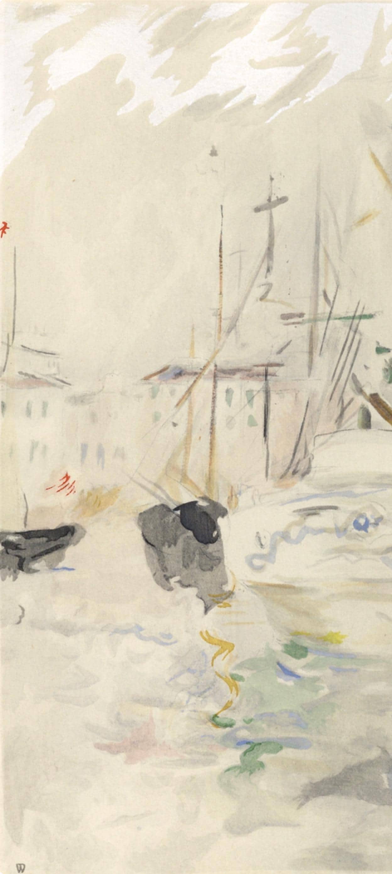 Berthe Morisot, Bateau Blanc Dans Le Port De Nice, Berthe Morisot Seize Aquarelles, Lithograph