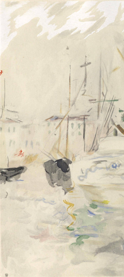 Berthe Morisot, Bateau Blanc Dans Le Port De Nice, Berthe Morisot Seize Aquarelles, Lithograph