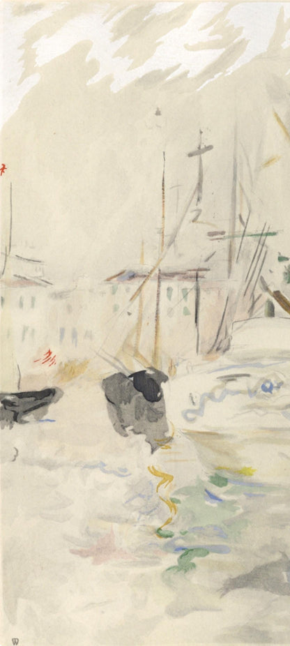 Berthe Morisot, Bateau Blanc Dans Le Port De Nice, Berthe Morisot Seize Aquarelles, Lithograph