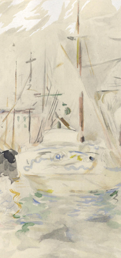 Berthe Morisot, Bateau Blanc Dans Le Port De Nice, Berthe Morisot Seize Aquarelles, Lithograph
