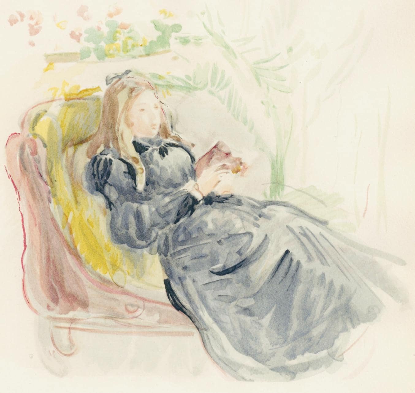 Berthe Morisot, Jeune Femme Sur Le Sofa, Berthe Morisot Seize Aquarelles, Lithograph