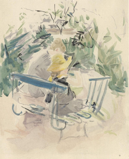 Berthe Morisot, Fillette Et Sa Bonne Sur Un Banc, Berthe Morisot Seize Aquarelles, Lithograph