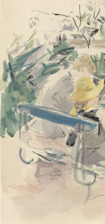Berthe Morisot, Fillette Et Sa Bonne Sur Un Banc, Berthe Morisot Seize Aquarelles, Lithograph