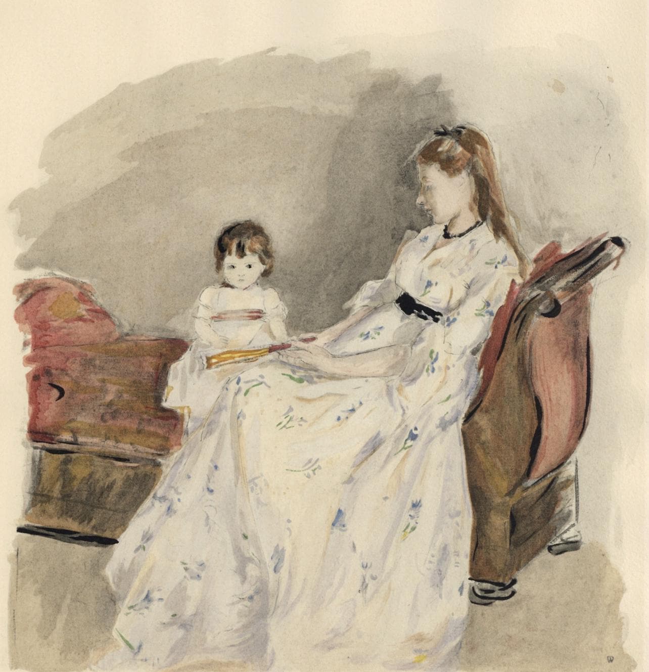 Berthe Morisot, Jeune Femme Et Enfant Sur Un Canap (Mme Pontillon Et Sa Fille), Berthe Morisot