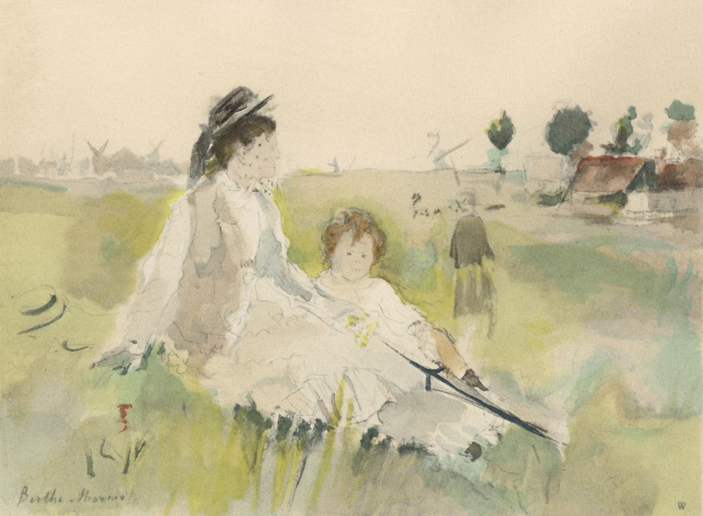 Berthe Morisot, Jeune Femme Et Enfant Dans L'Herbe (Mme Gobillard Et Sa Fille), Berthe Morisot