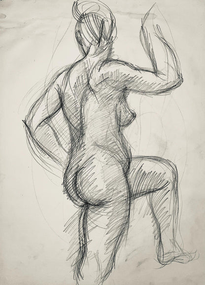 Ian Hornak, Renaissance Female Nude Figure Study, 1963, Original Drawing