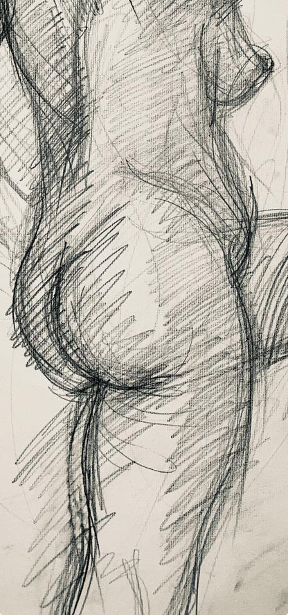 Ian Hornak, Renaissance Female Nude Figure Study, 1963, Original Drawing